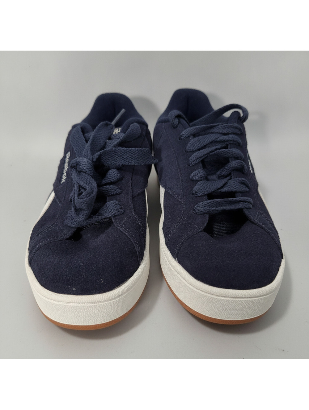 Reebok Classic Navy Blue Suede Sneakers with White Accents